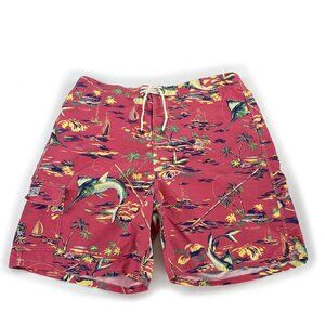 POLO RALPH LAUREN Swim Trunk Men Short Floral Fish Hawaiian Board 2X 2XB XXL 2XL